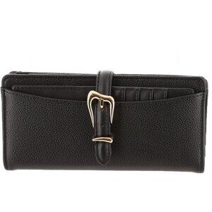 Women's Buckle Wallet Black 2-Piece Polyester Compact Organizer